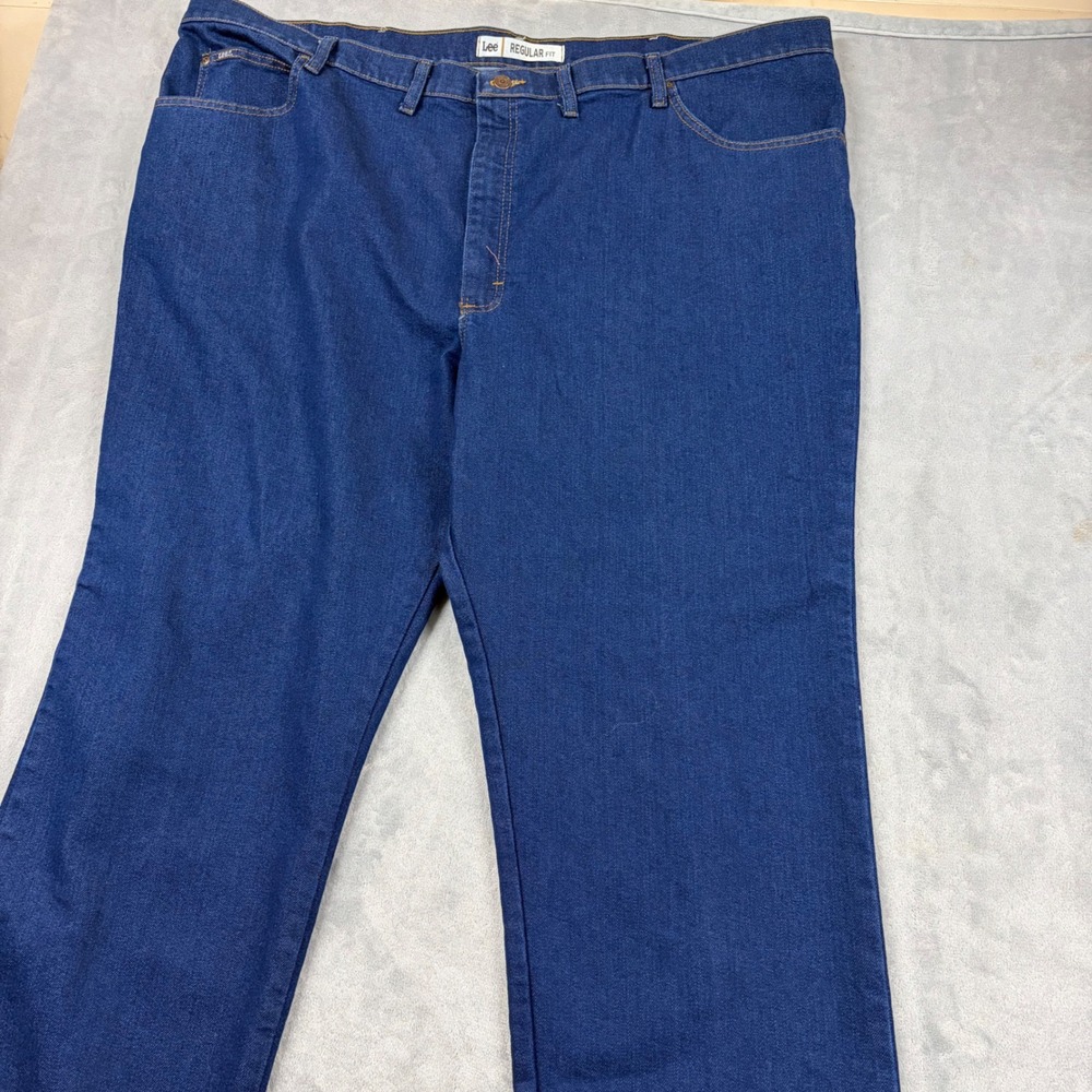 Lee‎ Regular Fit Dark Wash Denim Jeans Mens Size 50x30 Blue Straight Leg